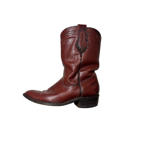 Vtg Frye Leather Red Brown Western Cowgirl Heeled Boots 7.5EE Womens PLEASE READ - Picture 6 of 13